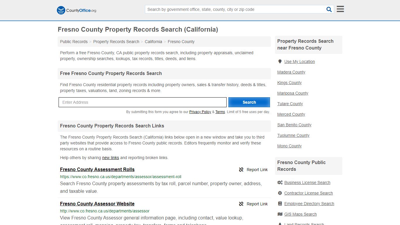 Property Records Search - Fresno County, CA (Assessments ...